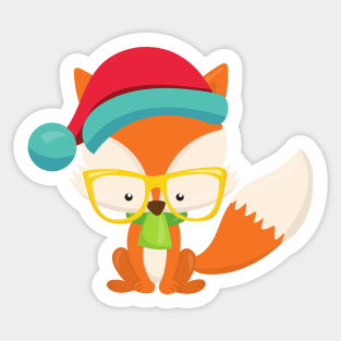 Winter Fox, Hipster Fox, Fox With Glasses, Scarf Sticker